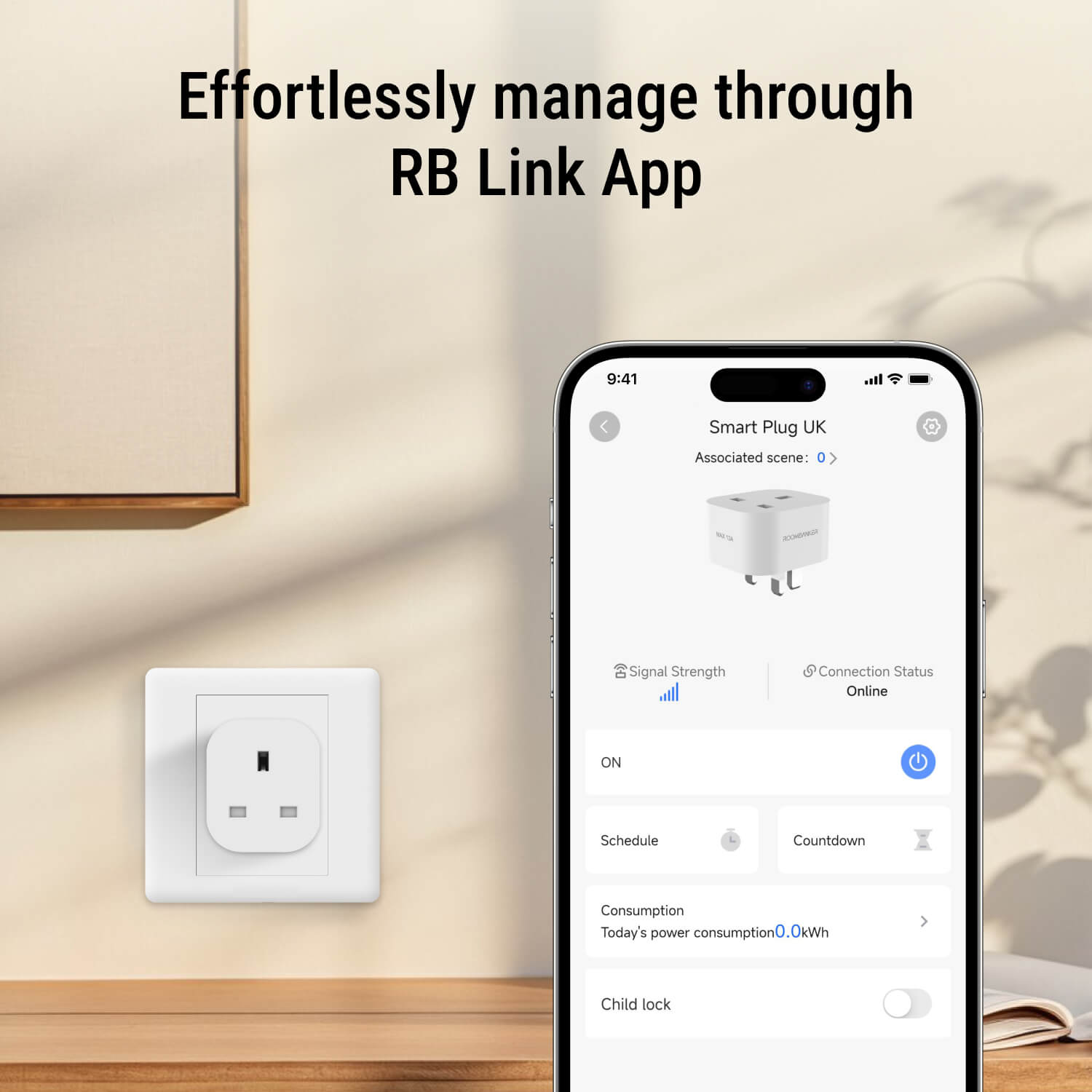 Smart Plug with Energy Monitor & Child Lock, UK, Hub Required