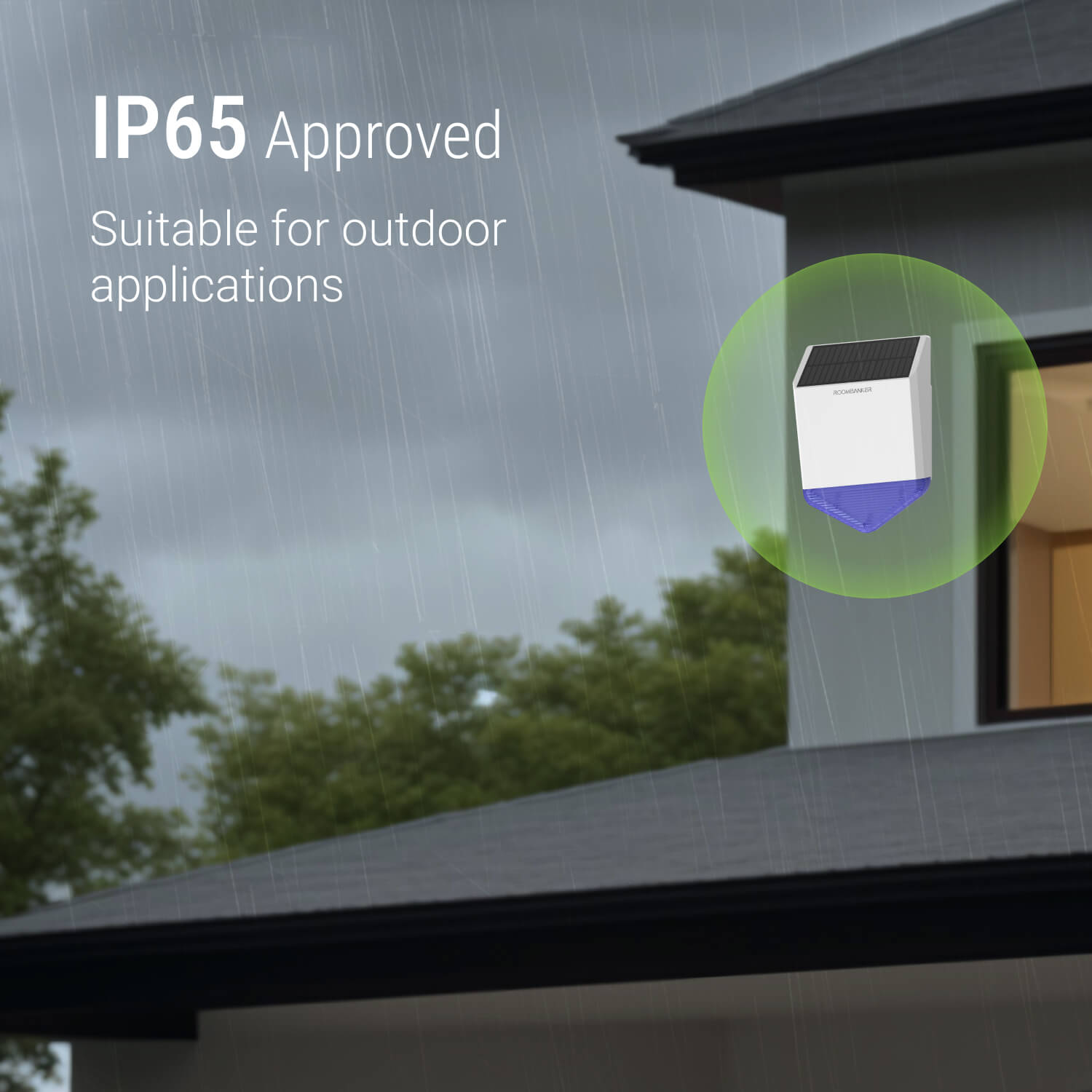 Outdoor Siren - Loud Alarm & Flashing Strobe, IP65, Long-Range Communication, Requires Roombanker Hub