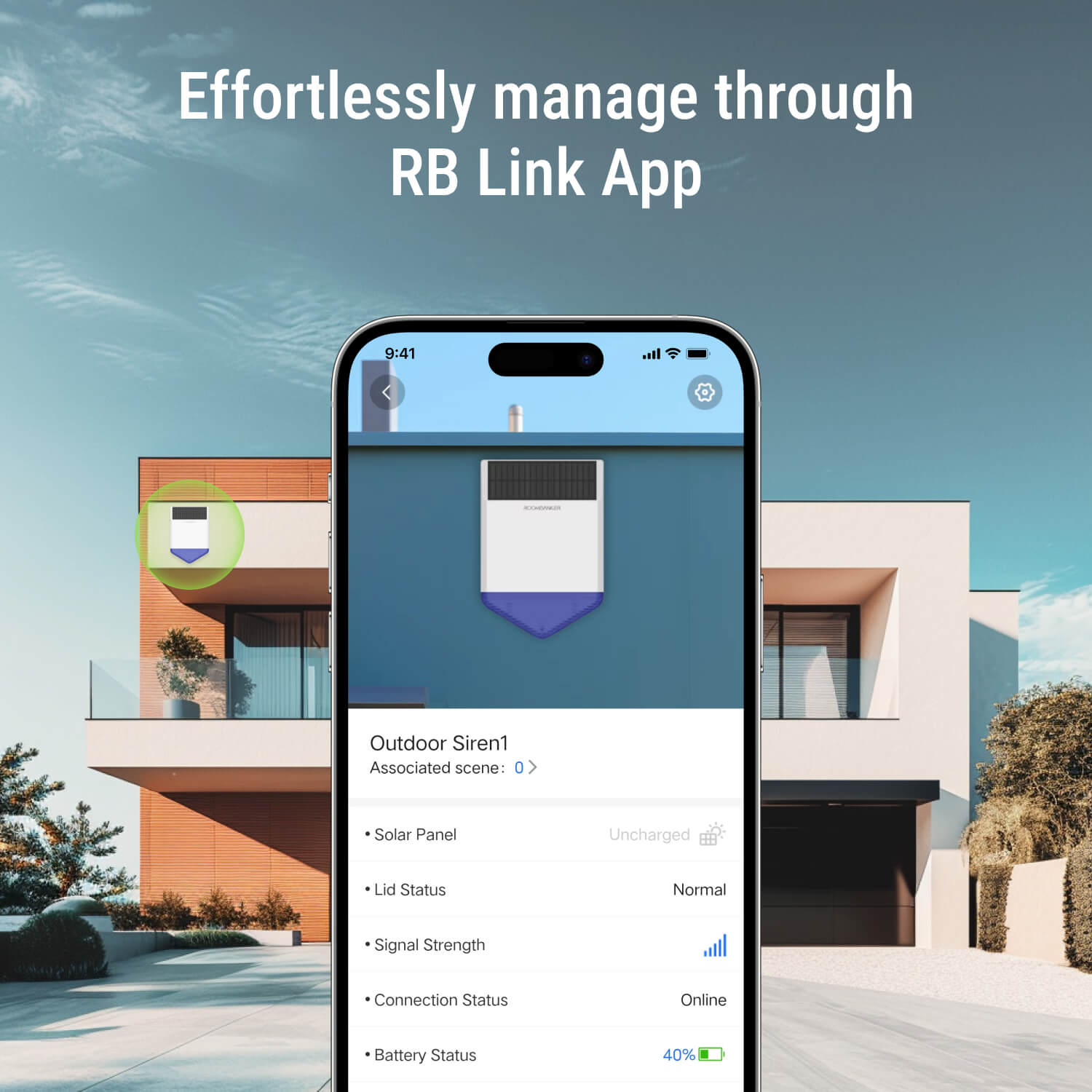 Outdoor Siren - Loud Alarm & Flashing Strobe, IP65, Long-Range Communication, Requires Roombanker Hub