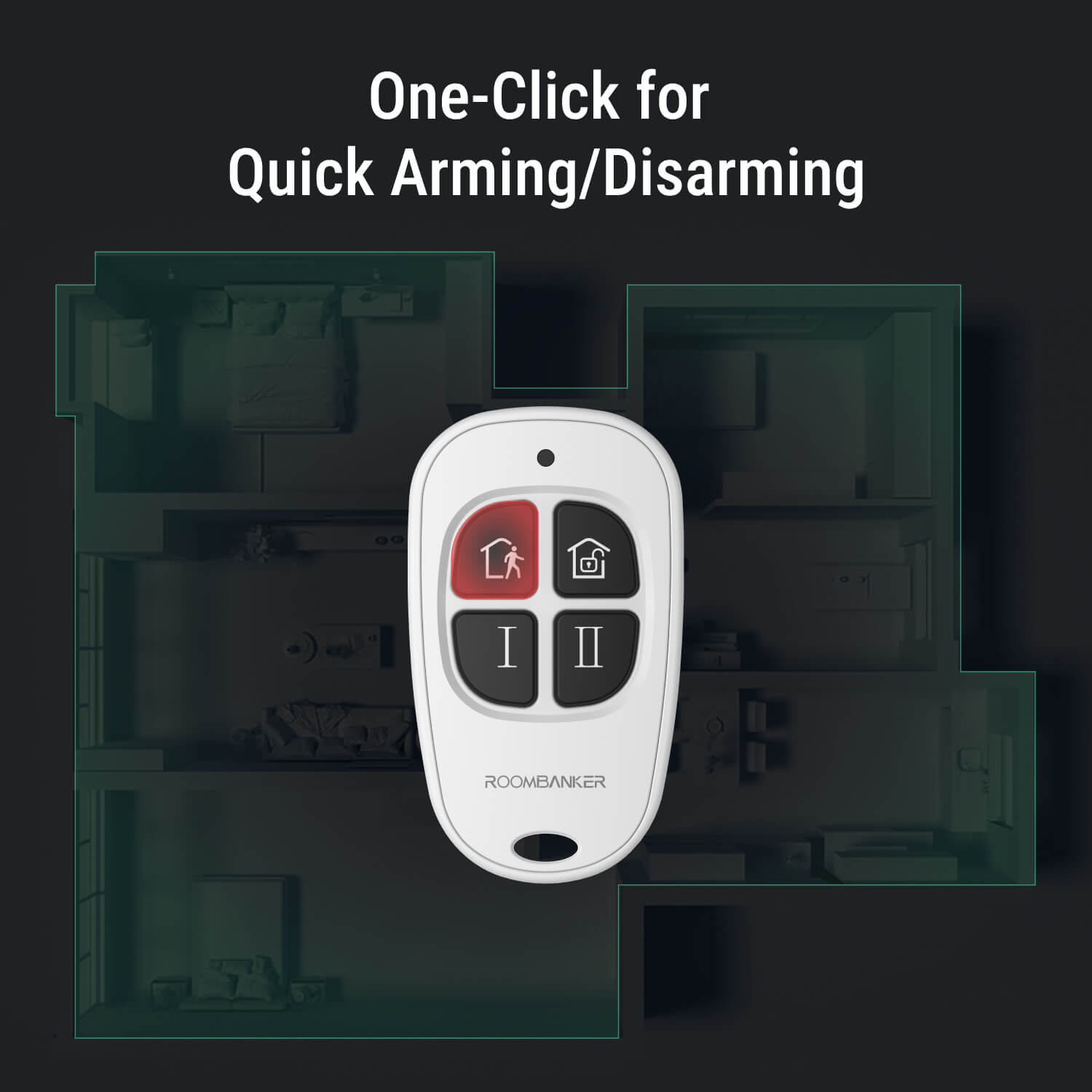 Keyfob - Simplified Security Control with Customizable Buttons, Long-Range Encrypted Communication - Requires Roombanker Hub