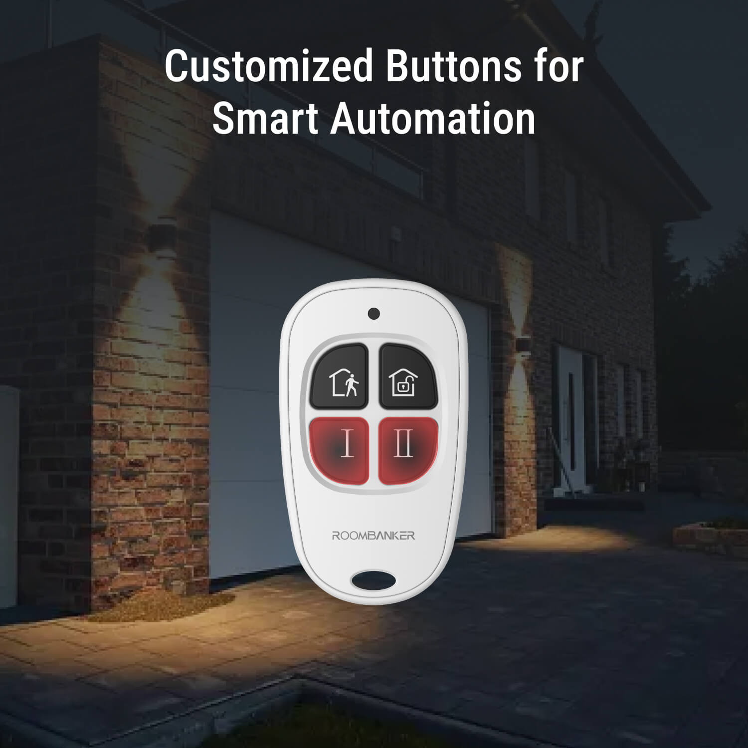 Keyfob - Simplified Security Control with Customizable Buttons, Long-Range Encrypted Communication - Requires Roombanker Hub