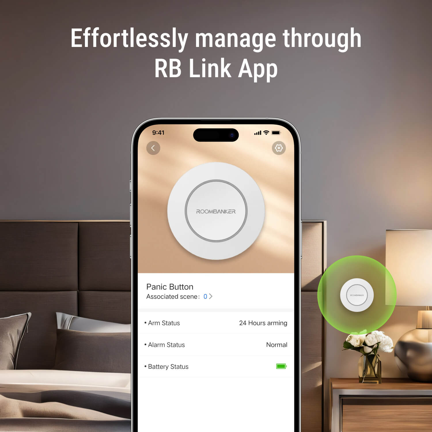 Panic Button - One-Push Alert, Long Range & Encrypted Communication, Requires Roombanker Hub