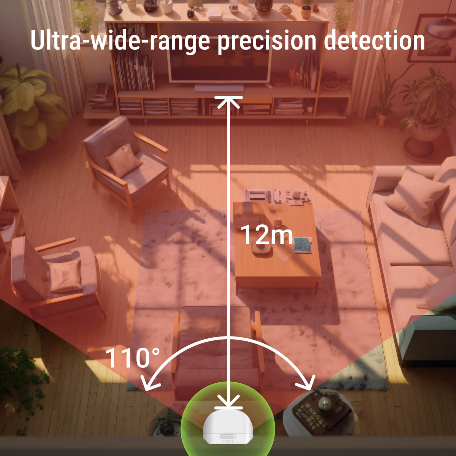 PIR Sensor - Long-Range Detection with AES Encryption, Requires Roombanker Security Hub