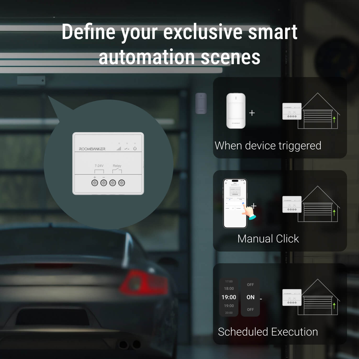 Relay - Remote & Button Control, Smart Scene Automation, Secure Communication, Requires Roombanker Hub