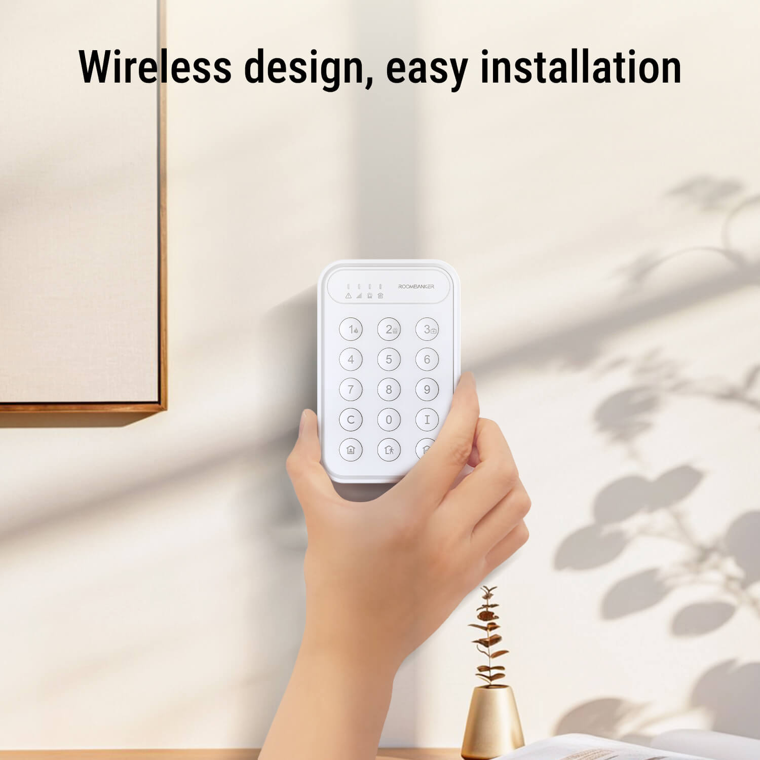 Keypad with One-Click Arming/Disarming, Advanced Encryption, Long-Range Communication - Requires Roombanker Hub