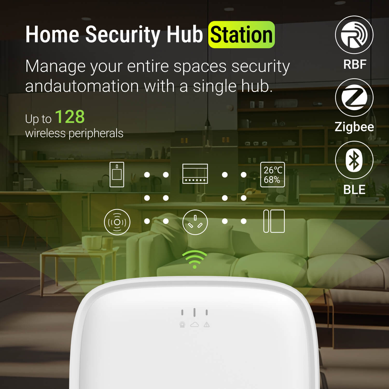 Home Security Hub Station - Advanced Smart Automation System with Extended Range Wireless, LTE, and Zigbee Connectivity - Supports 128 Devices