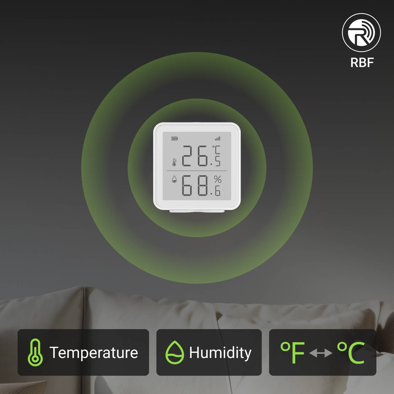 Temp & Humidity Monitor - Precise, App Enabled, Hub Required