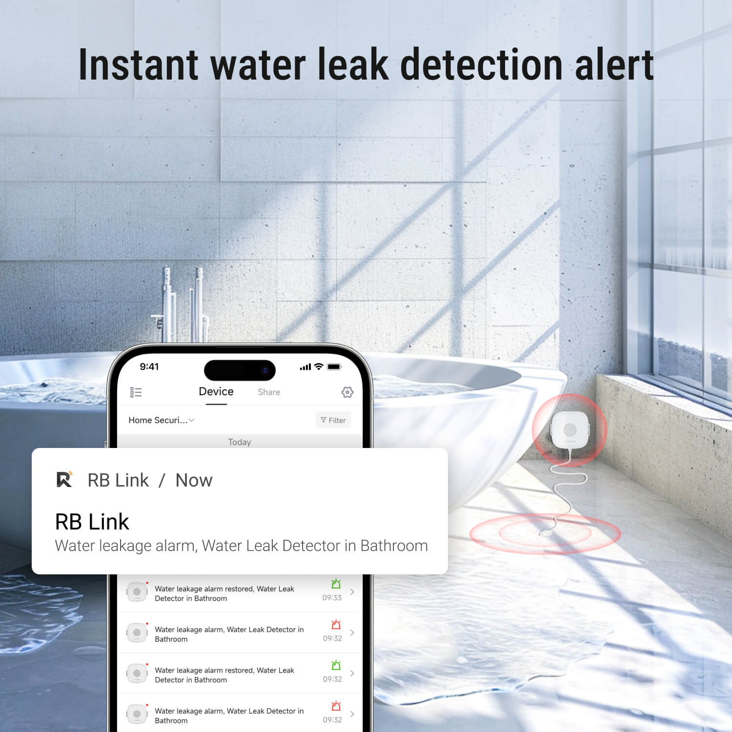 Water Leak Detector: Precision Monitoring, IP66, Hub Required
